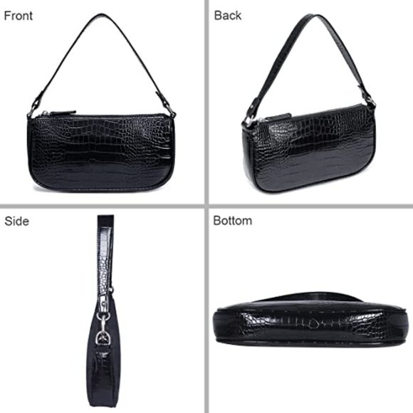 Apperloth Small Shoulder Bag with Zipper Closure Retro Classic Clutch Croc Tote - Picture 4 of 6